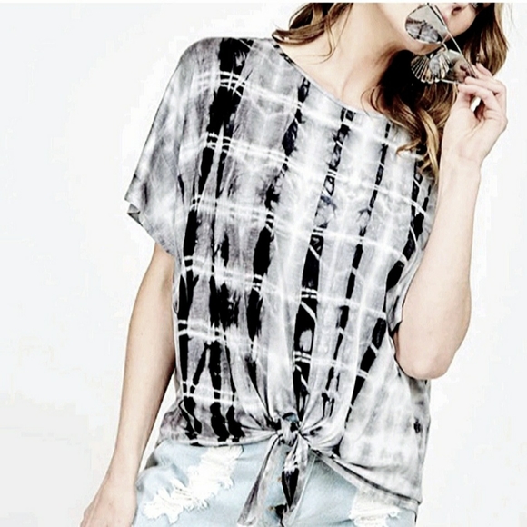 NEW Vine & Love Tie Front Tie Dye Tee Top sz M - Picture 6 of 12
